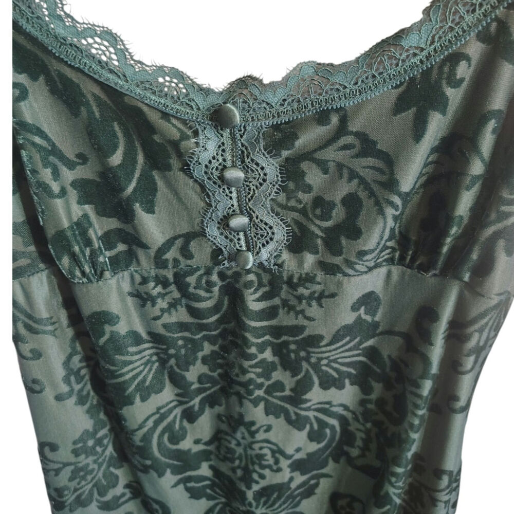 Widow Teal Burnout Velvet Lace Camisole Tank Top Women's Large Gothic Fairycore - Picture 4 of 6